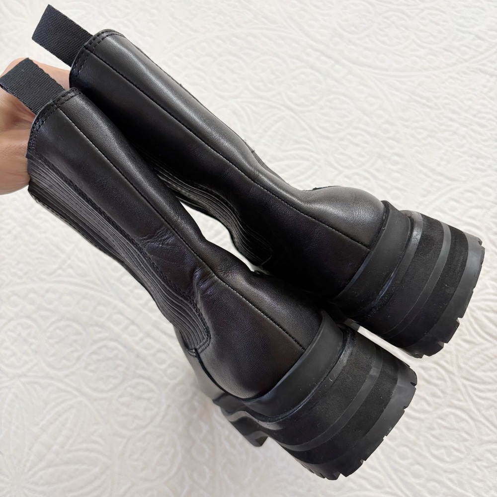 Loeffler Randall Toni Leather Lug-Sole Platform Boots, Black Sz 8 - Picture 7 of 9